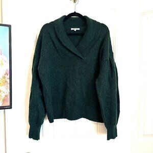 MADEWELL super warm and cozy forest green sweater cowl / v-neck long sleeve L